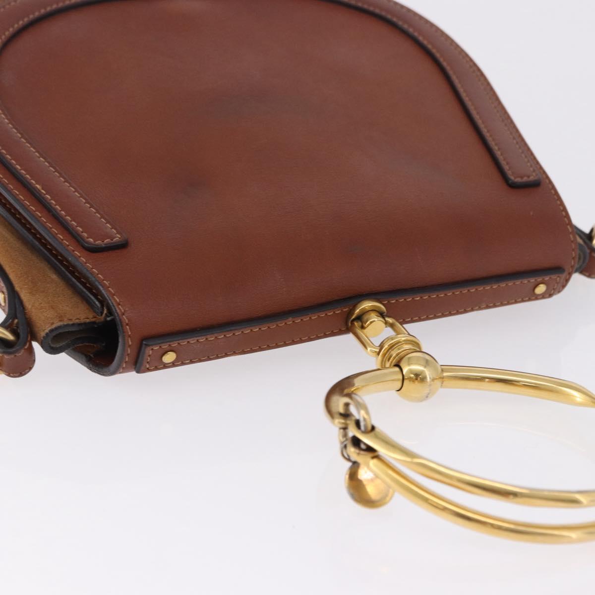 Chloe Nile Hand Bag Leather 2way Brown Gold Auth 196802A
