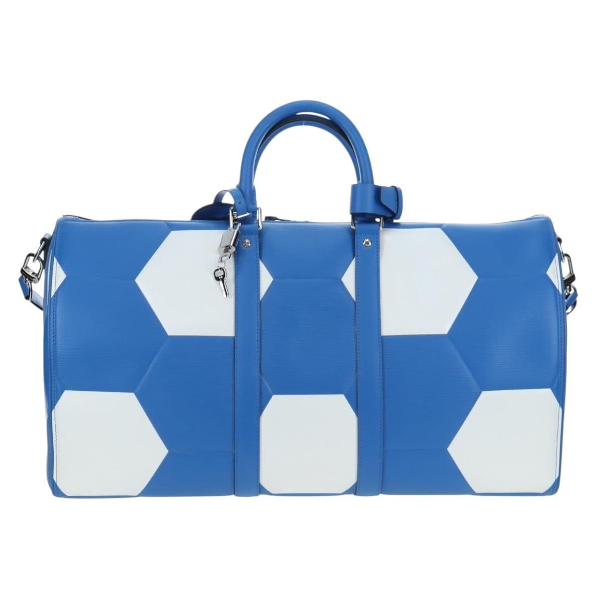 LOUIS VUITTON Epi 2018 FIFA Keepall Bandouliere 50 Bag Blue M52120 Auth 196804SM