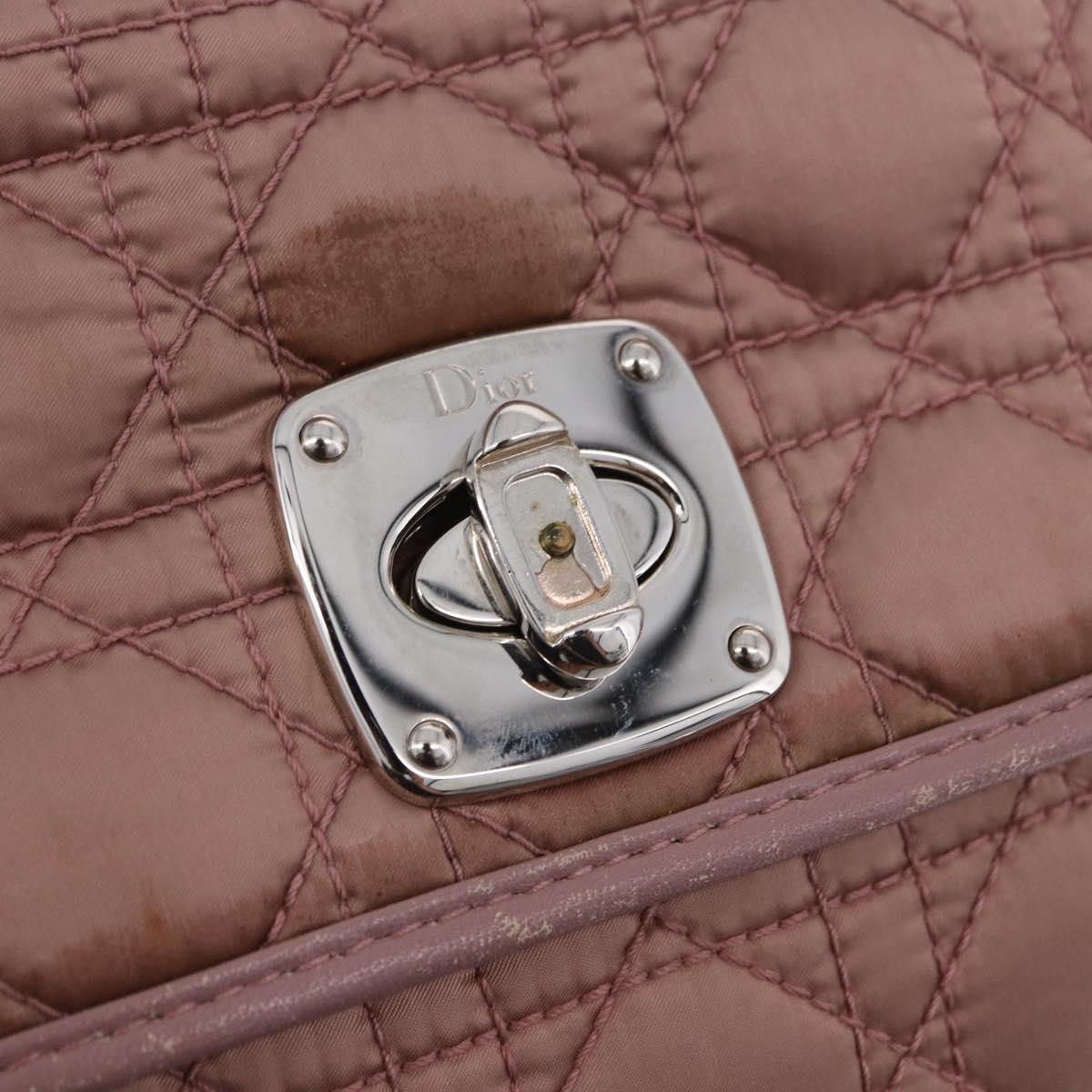 Christian Dior Canage Lady Dior Shoulder Bag Nylon Pink Silver Auth 196805