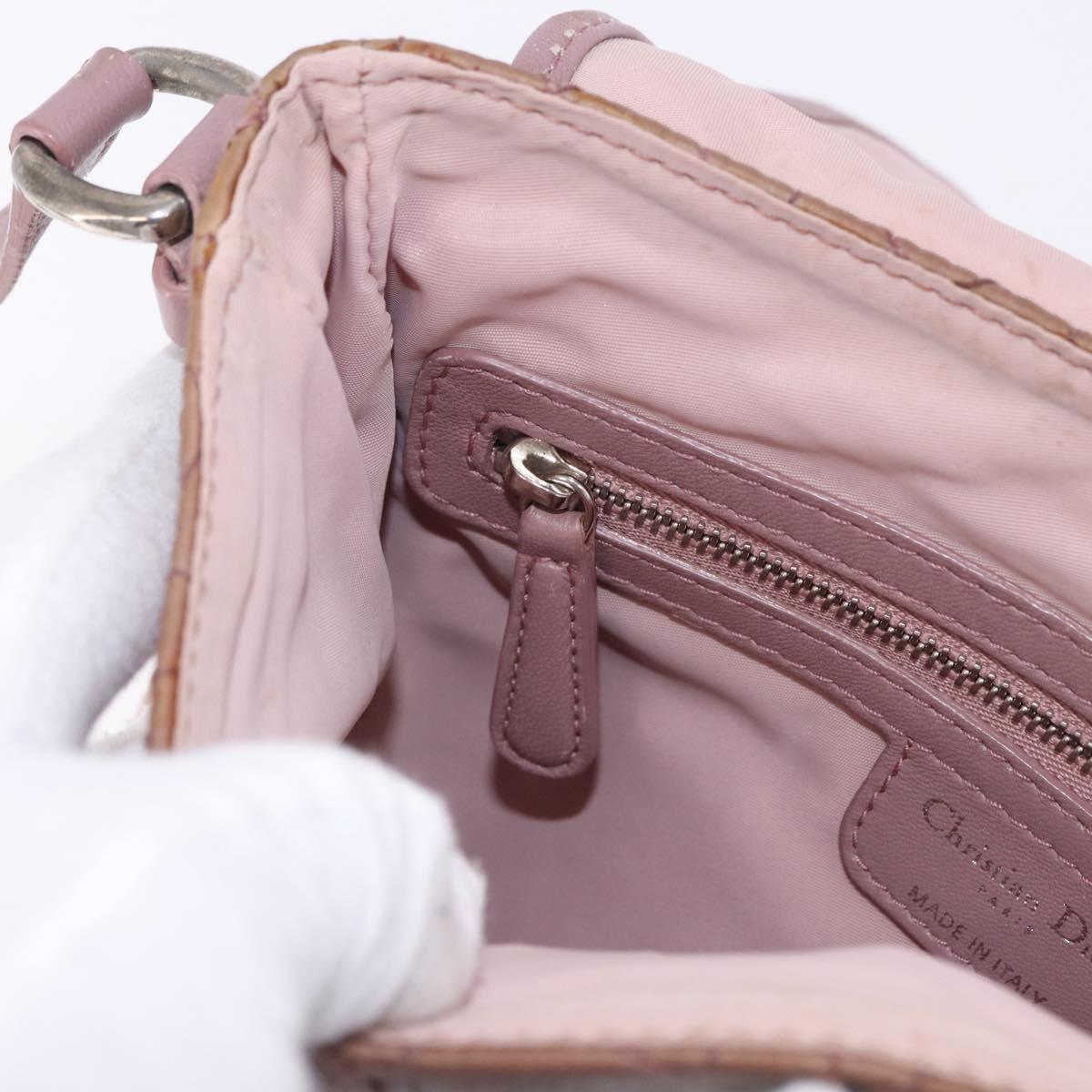 Christian Dior Canage Lady Dior Shoulder Bag Nylon Pink Silver Auth 196805