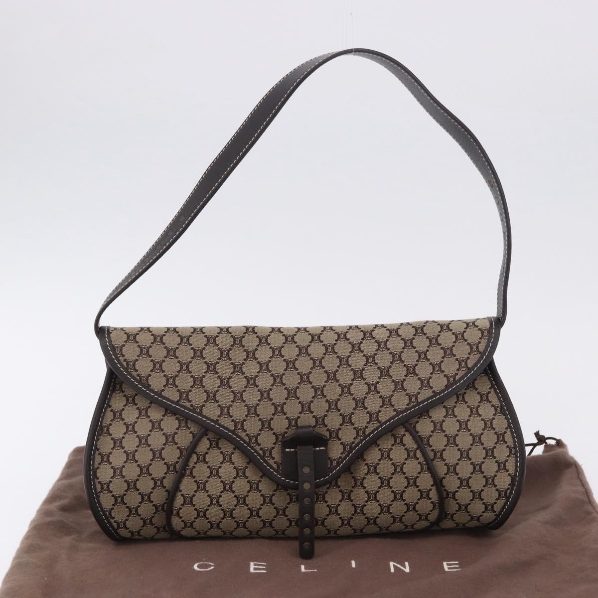 CELINE Macadam Shoulder Bag Beige Auth 196808V