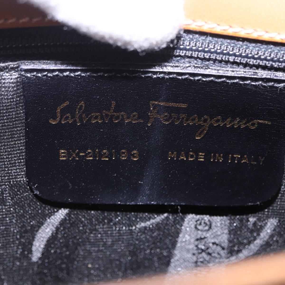 Salvatore Ferragamo Gancini Hand Bag Leather 2way Brown Gold Auth 196812