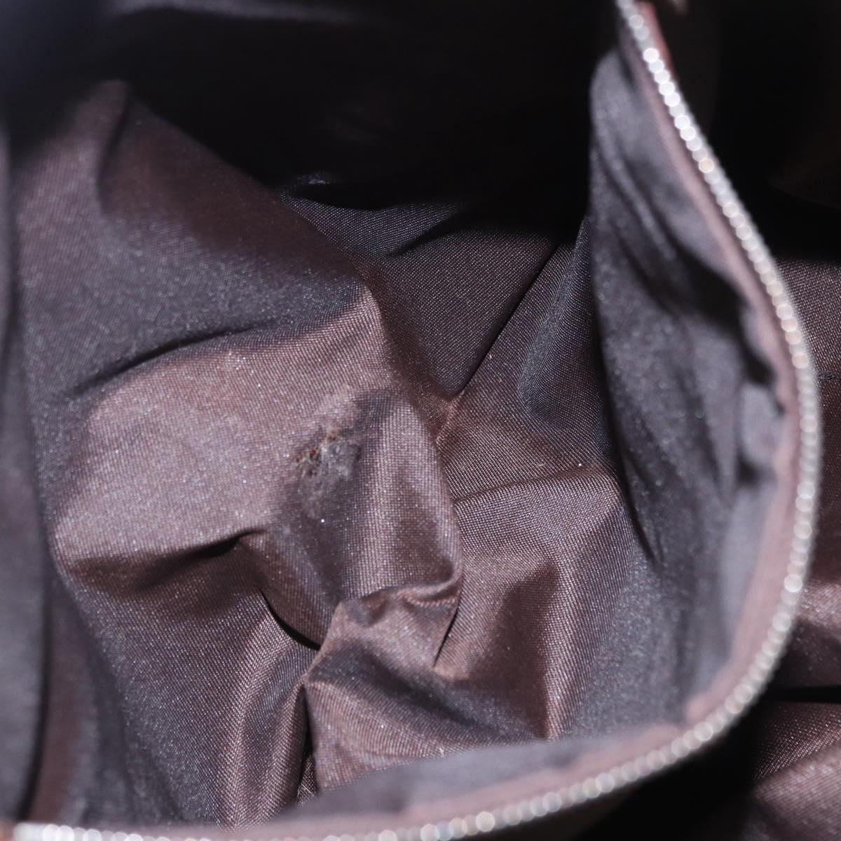 FENDI Tote Bag Corduroy Beige Silver Auth 196813A