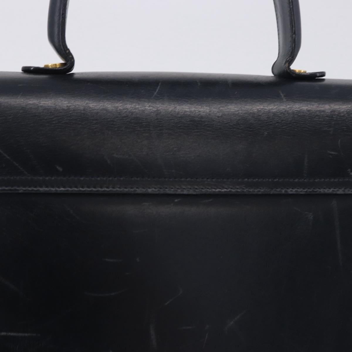 Salvatore Ferragamo Gancini Hand Bag Leather 2way Navy Gold Auth 196816