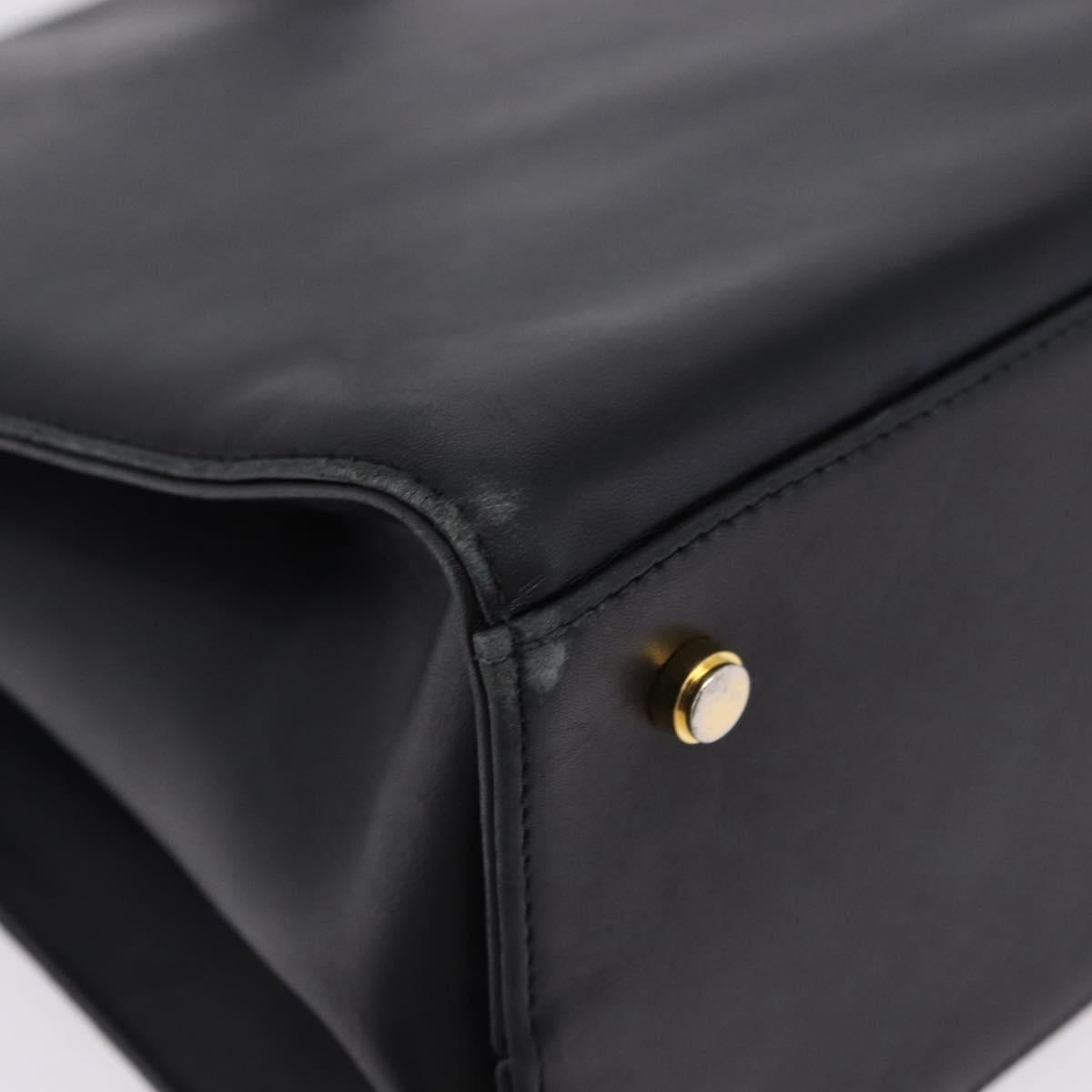 Salvatore Ferragamo Gancini Shoulder Bag Leather Black Gold Auth 196817