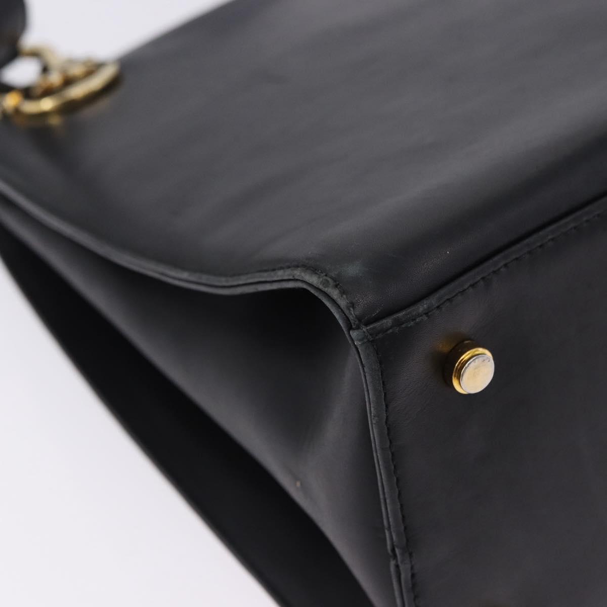Salvatore Ferragamo Gancini Shoulder Bag Leather Black Gold Auth 196817