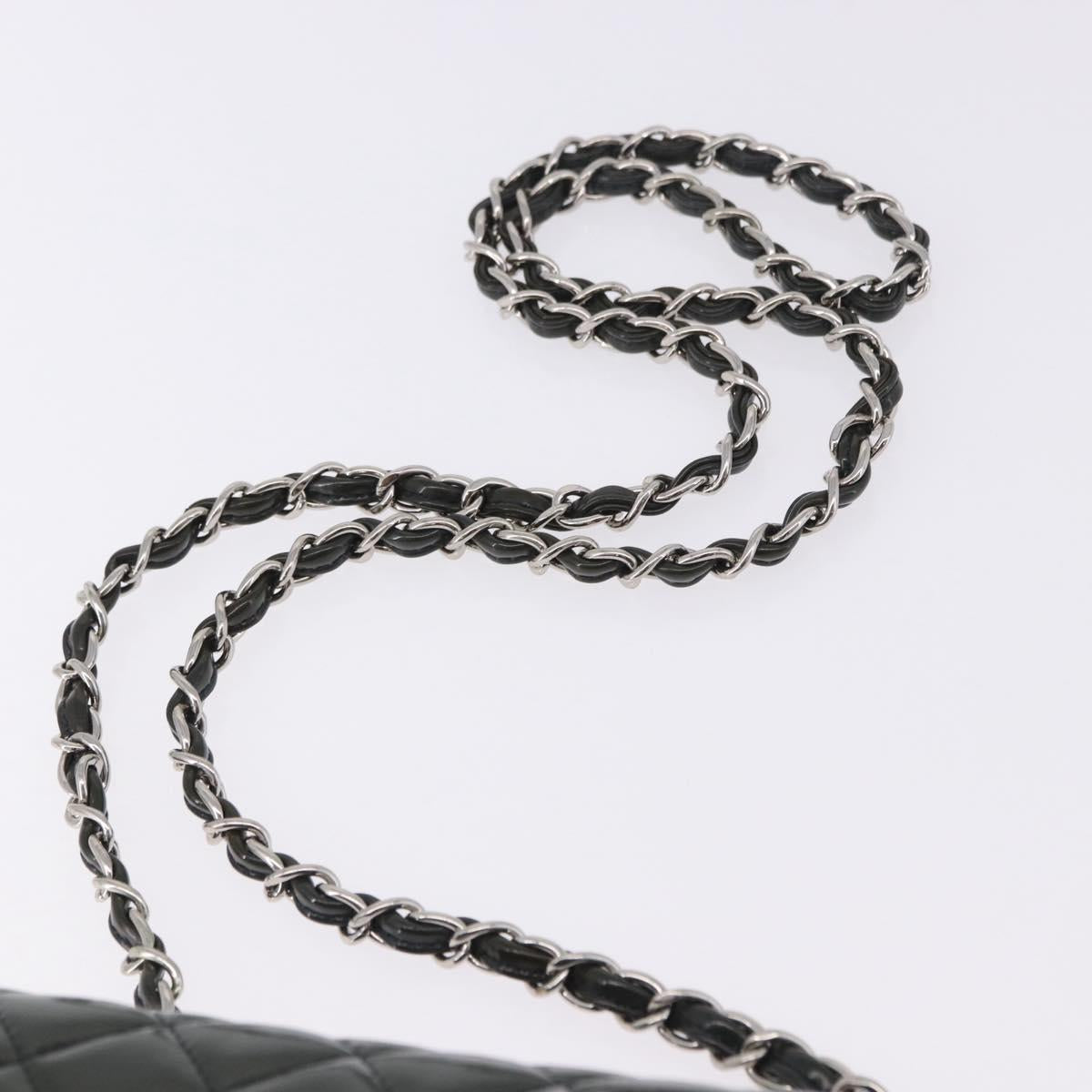 CHANEL COCO Mark Turn Lock Chain Bag Patent leather Khaki Silver CC Auth 196818M