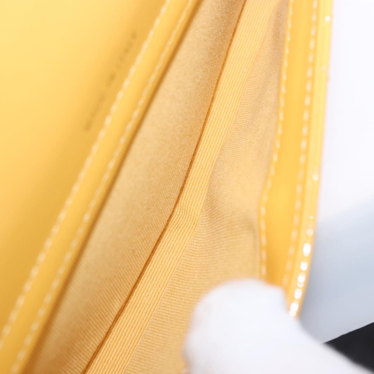 CHANEL COCO Mark Chain Shoulder Bag Patent leather Yellow Gold CC Auth 196819SAM