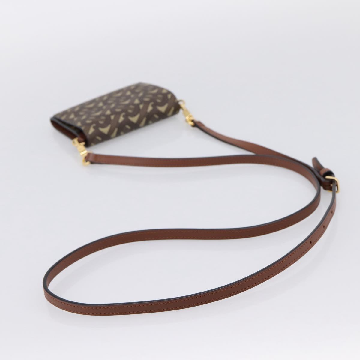 BURBERRY TB Monogram Coin Purse Shoulder Bag PVC Brown Gold Auth 196826V