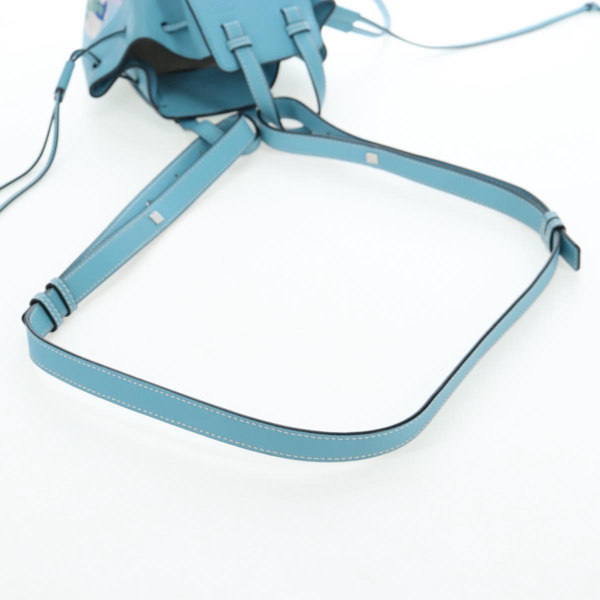 LOEWE Hammock Flower Hand Bag Leather Light Blue Auth 196827SAM