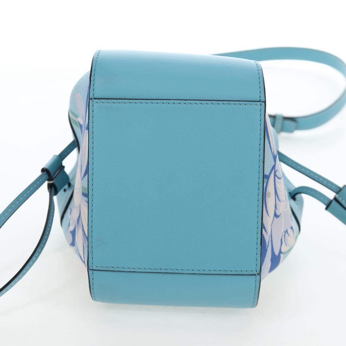 LOEWE Hammock Flower Hand Bag Leather Light Blue Auth 196827SAM