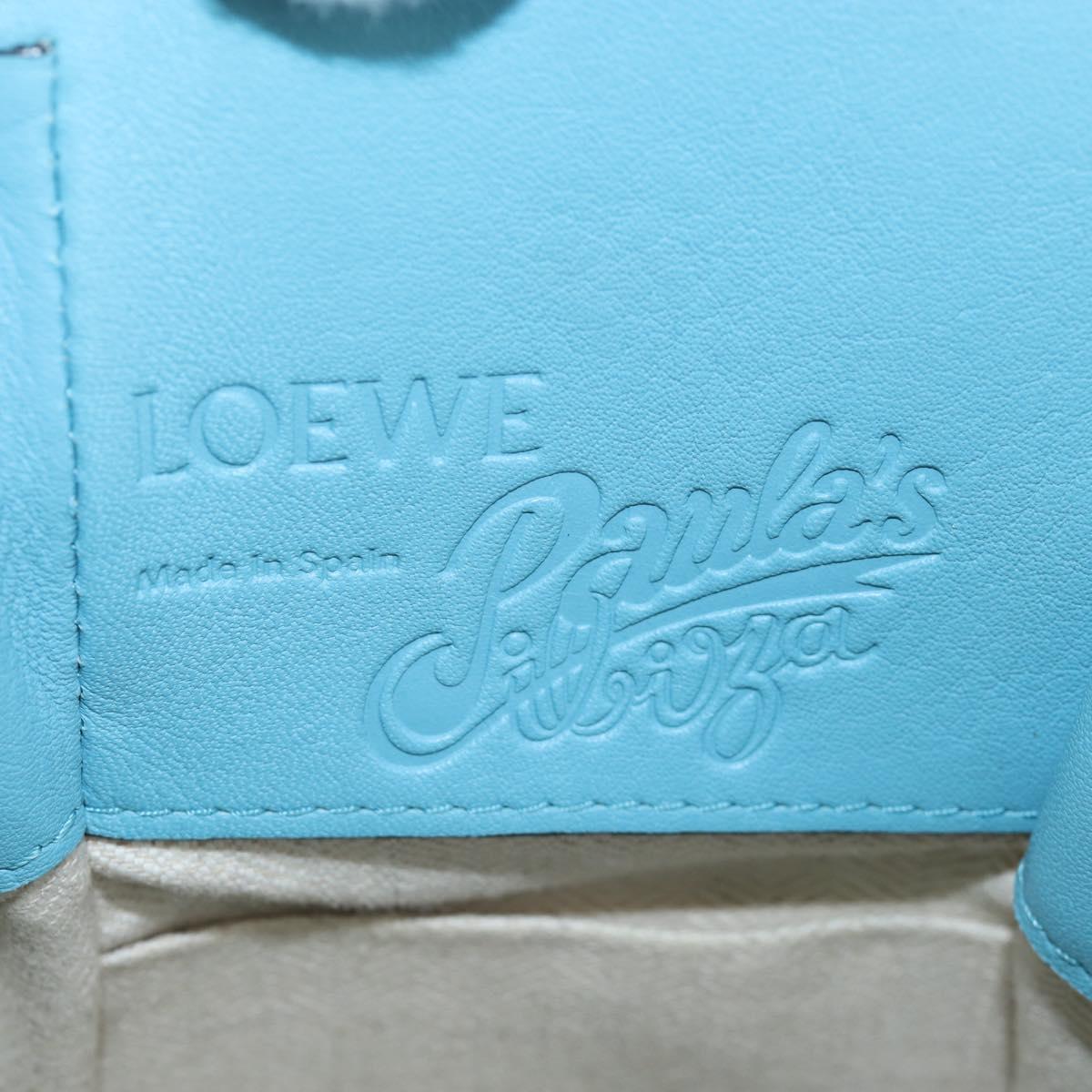 LOEWE Hammock Flower Hand Bag Leather Light Blue Auth 196827SAM