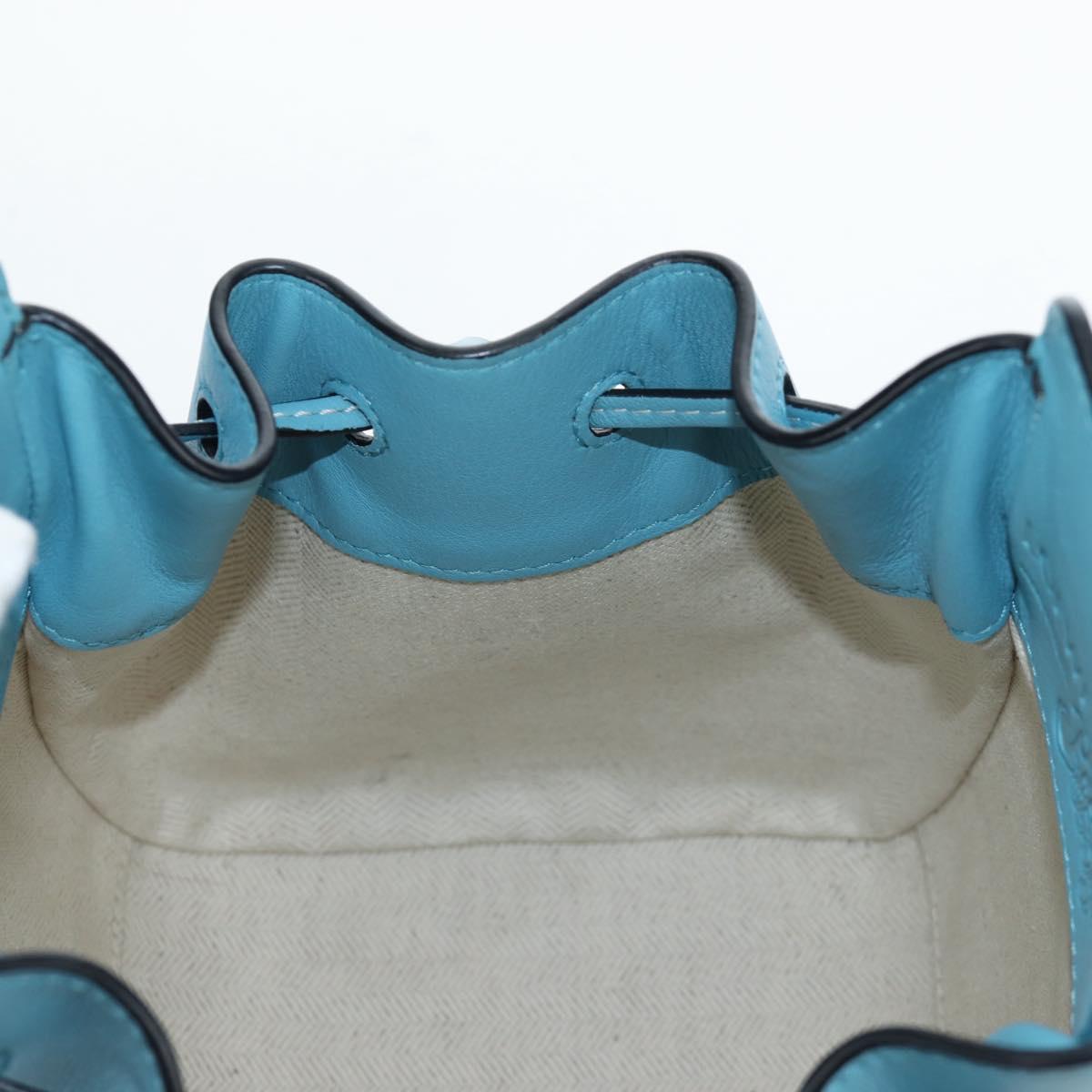 LOEWE Hammock Flower Hand Bag Leather Light Blue Auth 196827SAM