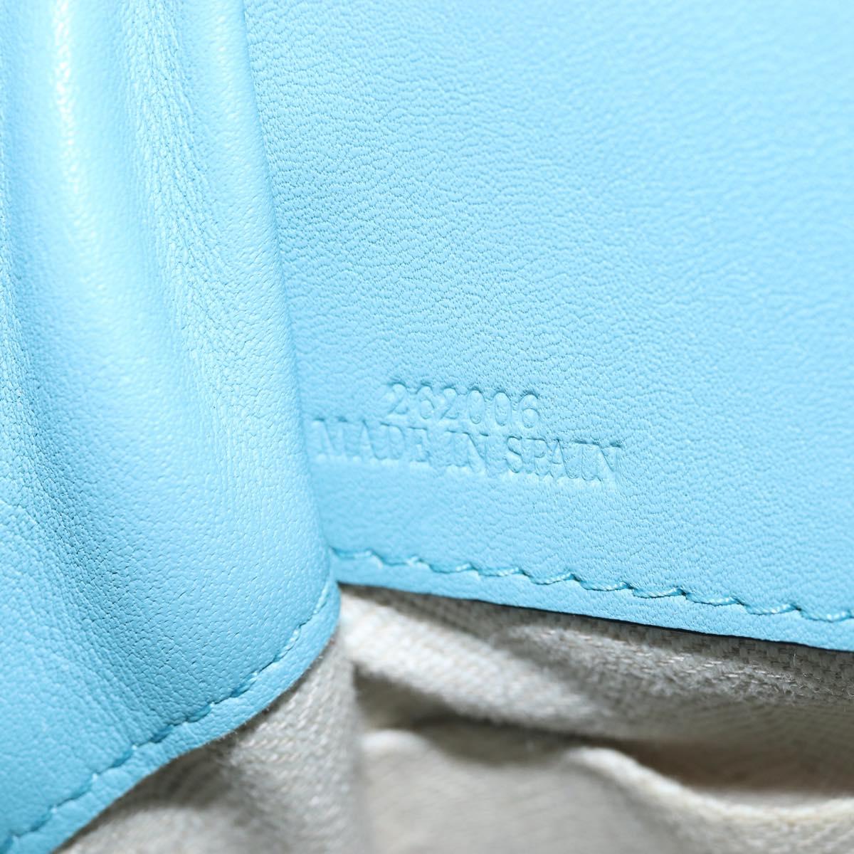 LOEWE Hammock Flower Hand Bag Leather Light Blue Auth 196827SAM