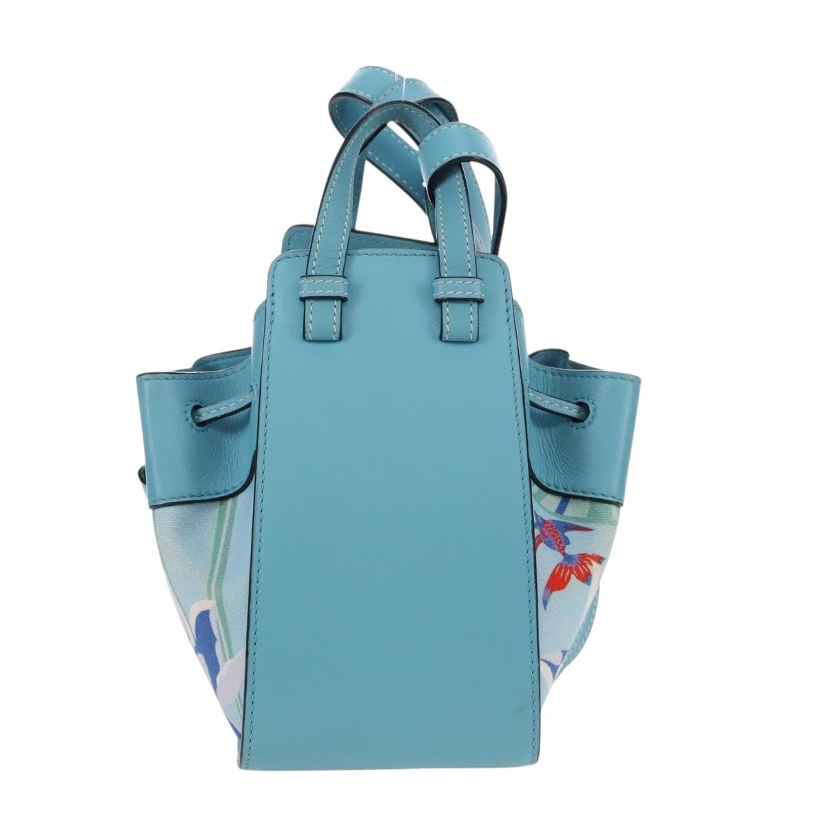 LOEWE Hammock Flower Hand Bag Leather Light Blue Auth 196827SAM
