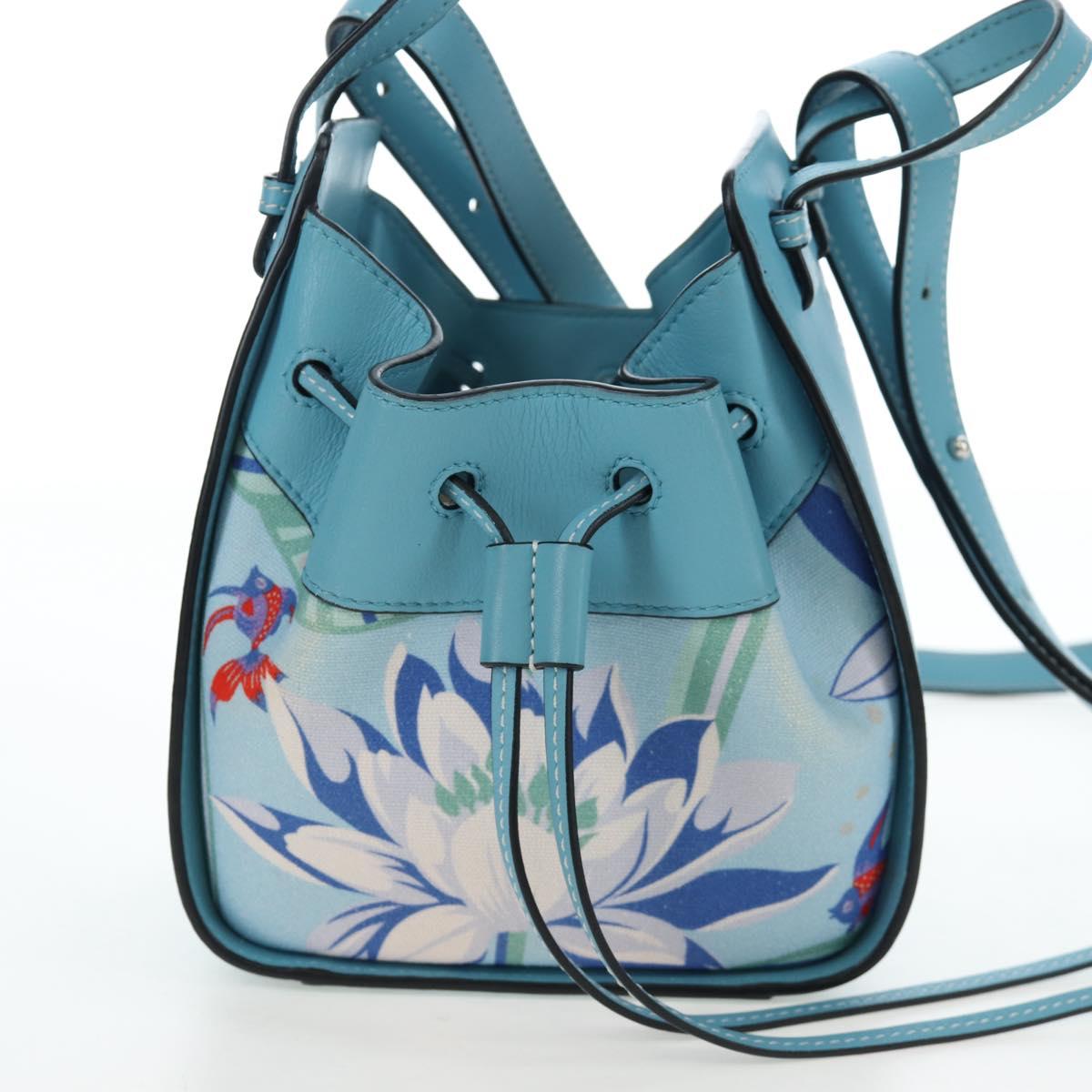 LOEWE Hammock Flower Hand Bag Leather Light Blue Auth 196827SAM
