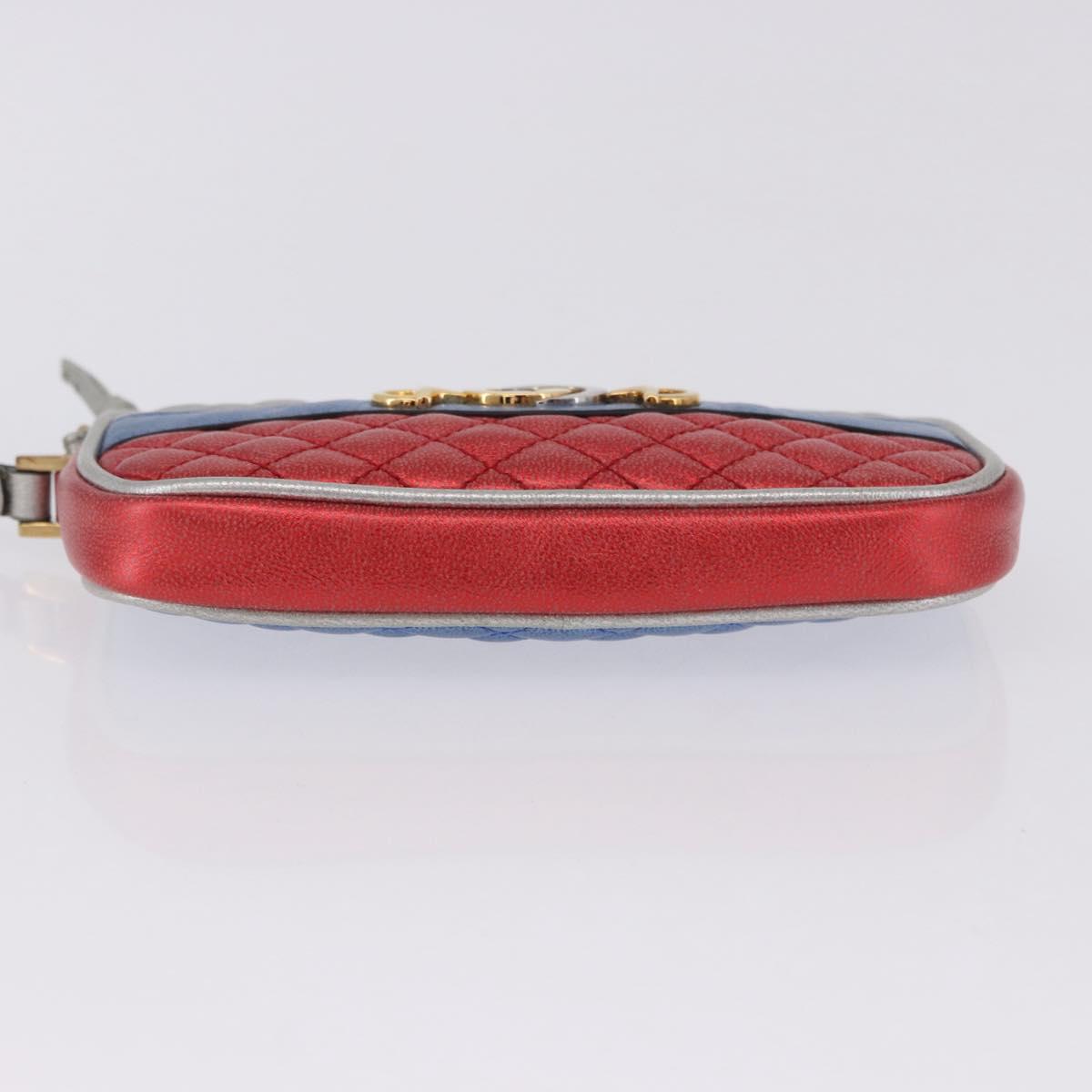 GUCCI Pouch Leather Gold Silver 542202 Auth 196828V