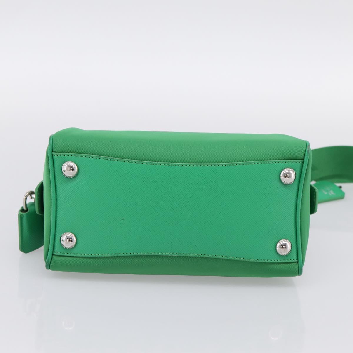PRADA Hand Bag Nylon 2way Green Silver Auth 196830SAM