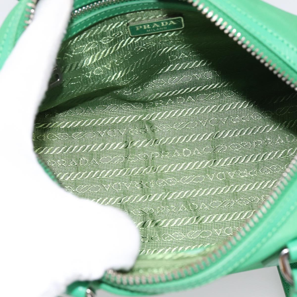 PRADA Hand Bag Nylon 2way Green Silver Auth 196830SAM