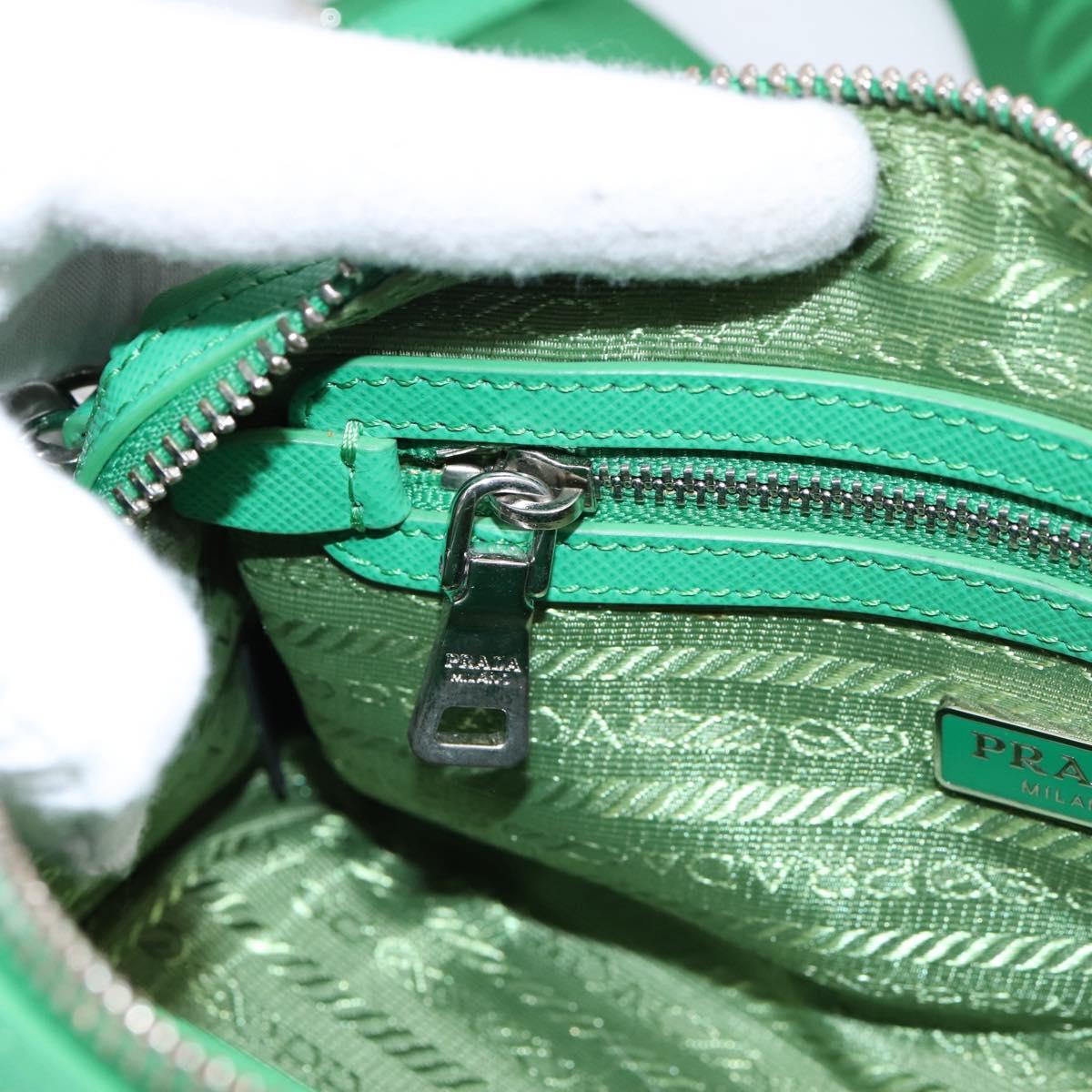 PRADA Hand Bag Nylon 2way Green Silver Auth 196830SAM