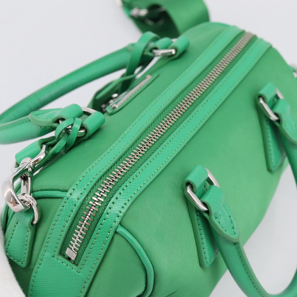 PRADA Hand Bag Nylon 2way Green Silver Auth 196830SAM