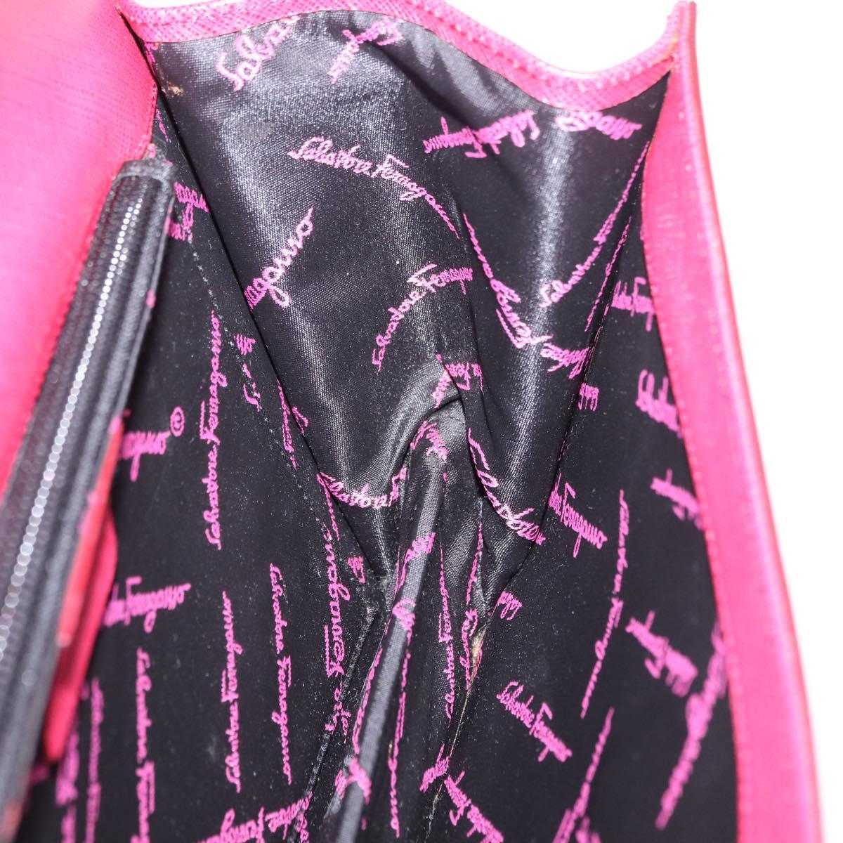 Salvatore Ferragamo Gancini Hand Bag Leather 2way Pink Silver Auth 196831V