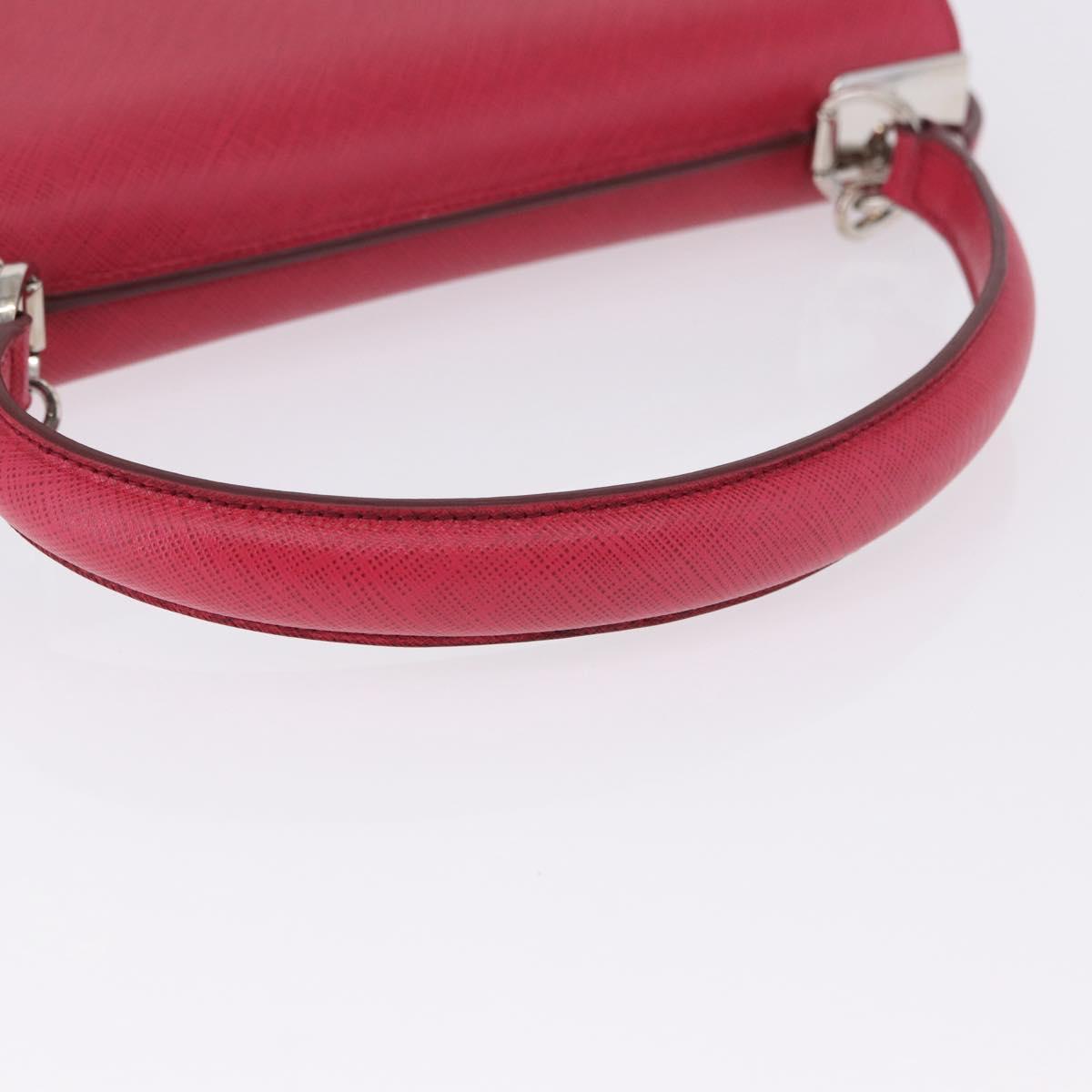 Salvatore Ferragamo Gancini Hand Bag Leather 2way Pink Silver Auth 196831V