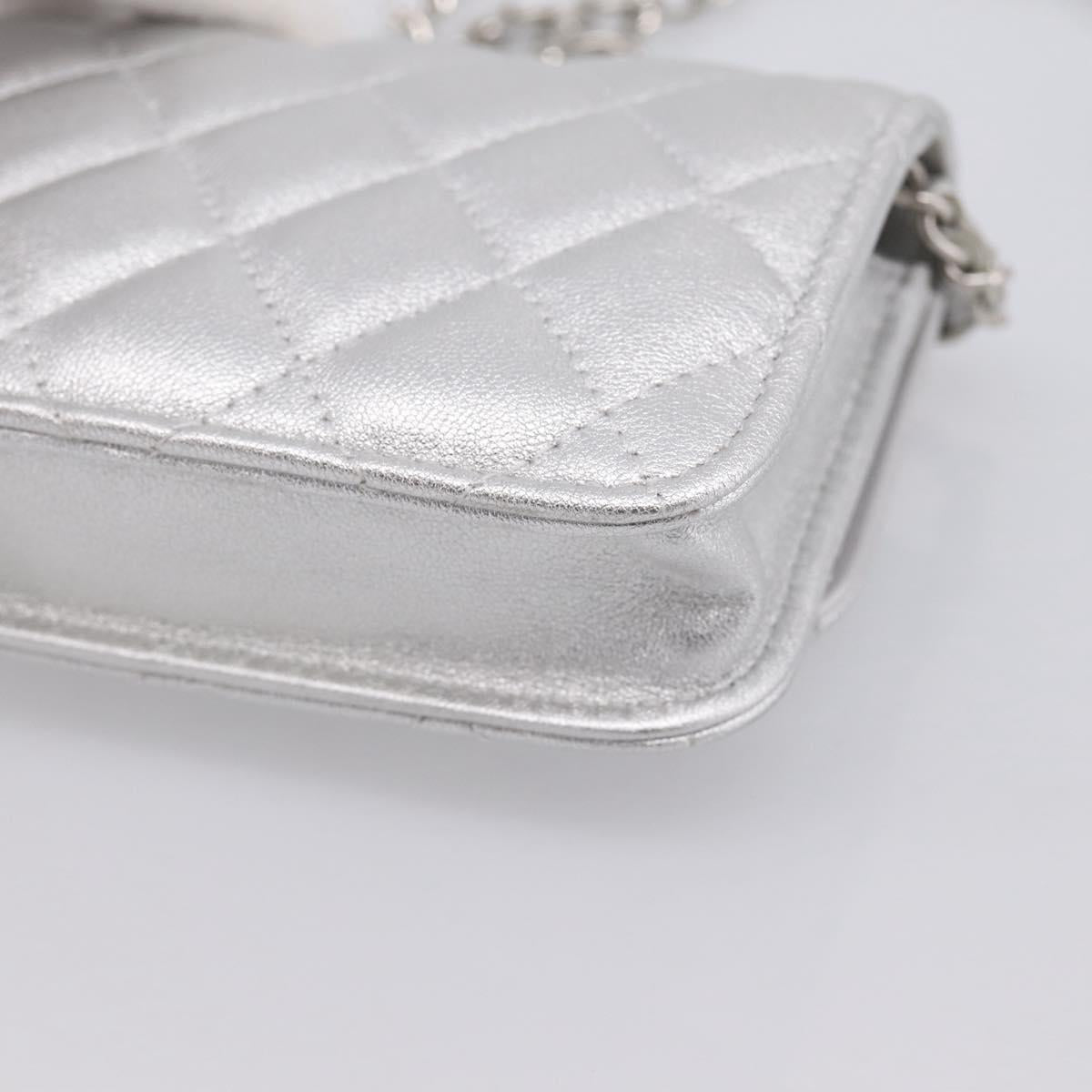 CHANEL Matelasse Chain Shoulder Bag Lamb Skin Navy CC Auth 196832SAM