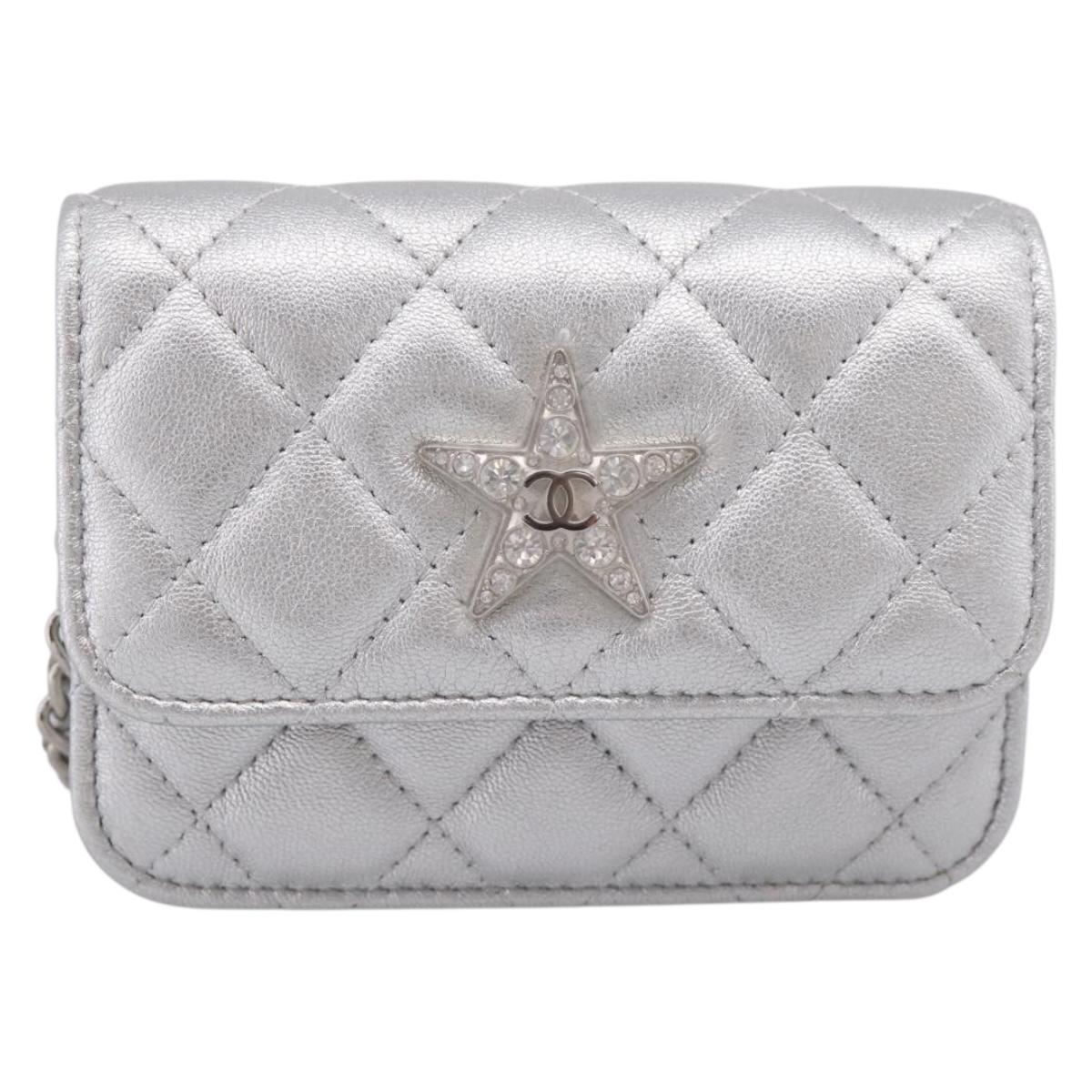 CHANEL Matelasse Chain Shoulder Bag Lamb Skin Navy CC Auth 196832SAM