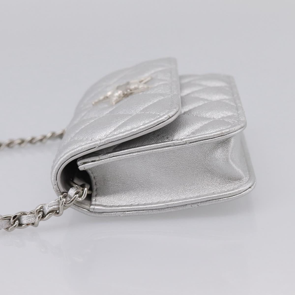 CHANEL Matelasse Chain Shoulder Bag Lamb Skin Navy CC Auth 196832SAM
