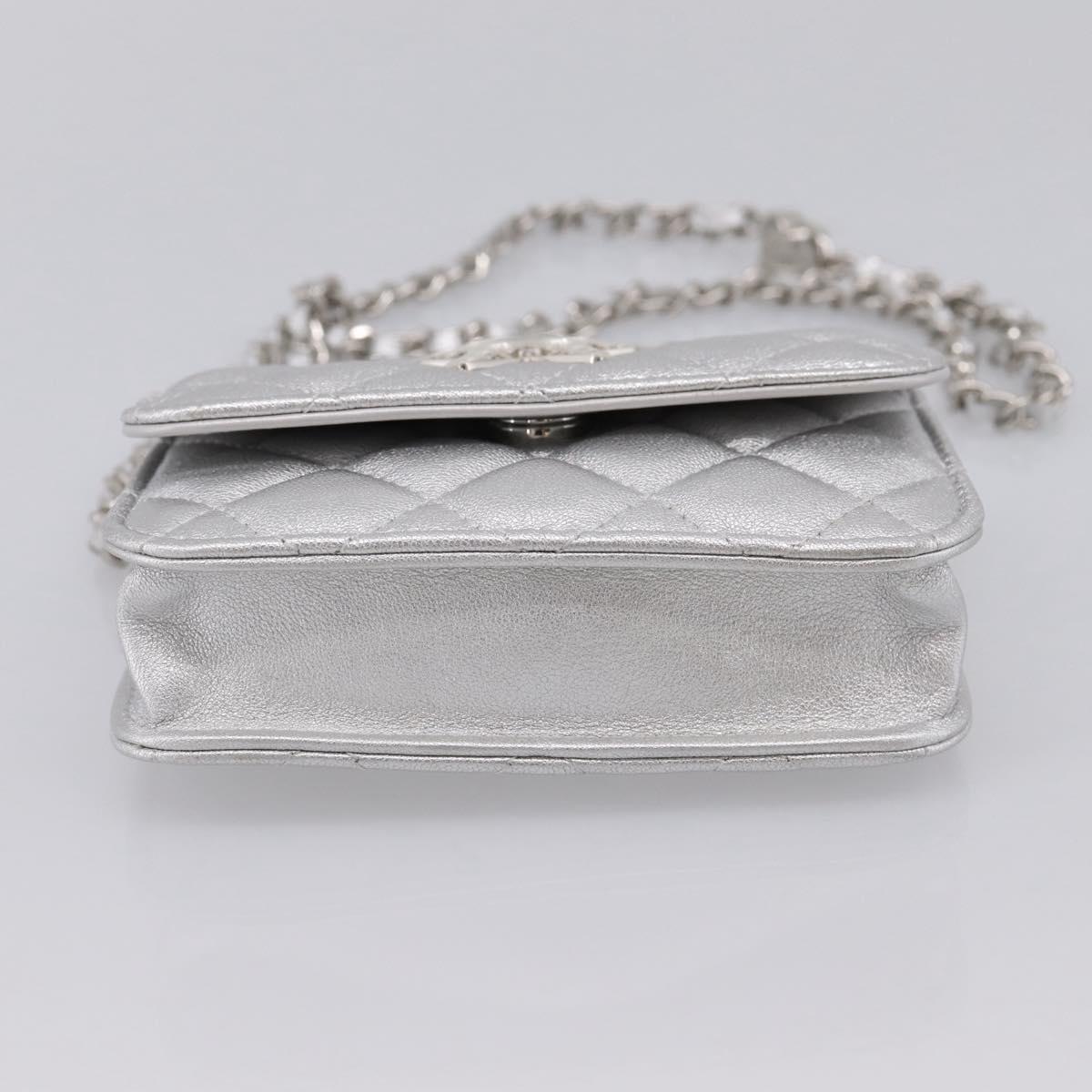 CHANEL Matelasse Chain Shoulder Bag Lamb Skin Navy CC Auth 196832SAM