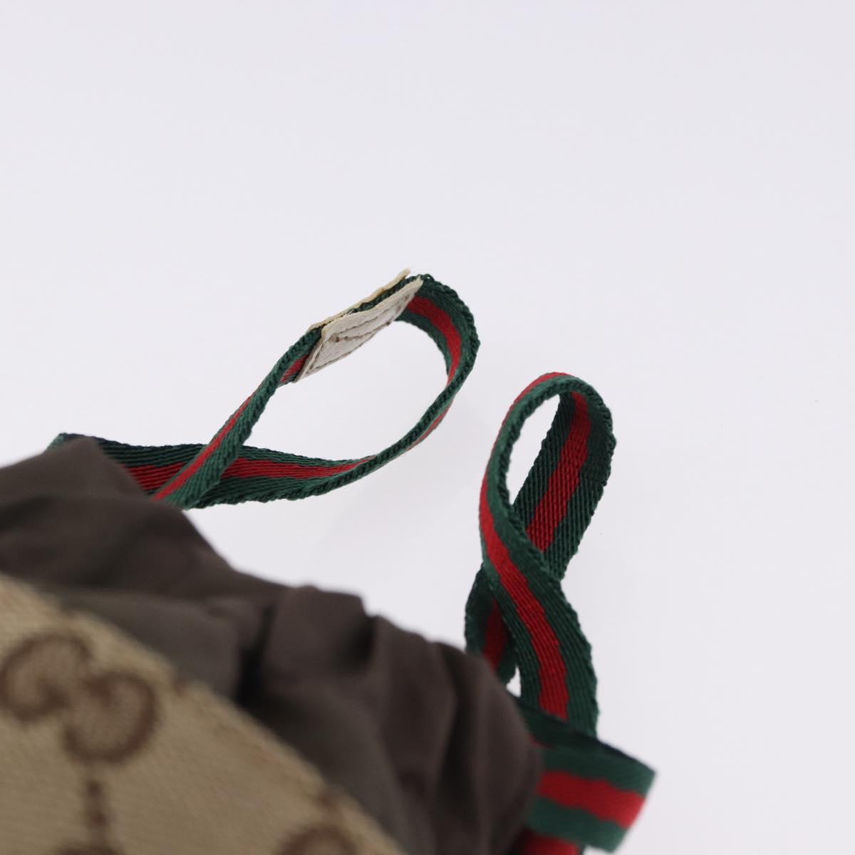 GUCCI GG Canvas Web Sherry Line Drink Holder Beige White Red 28691 Auth 196834A