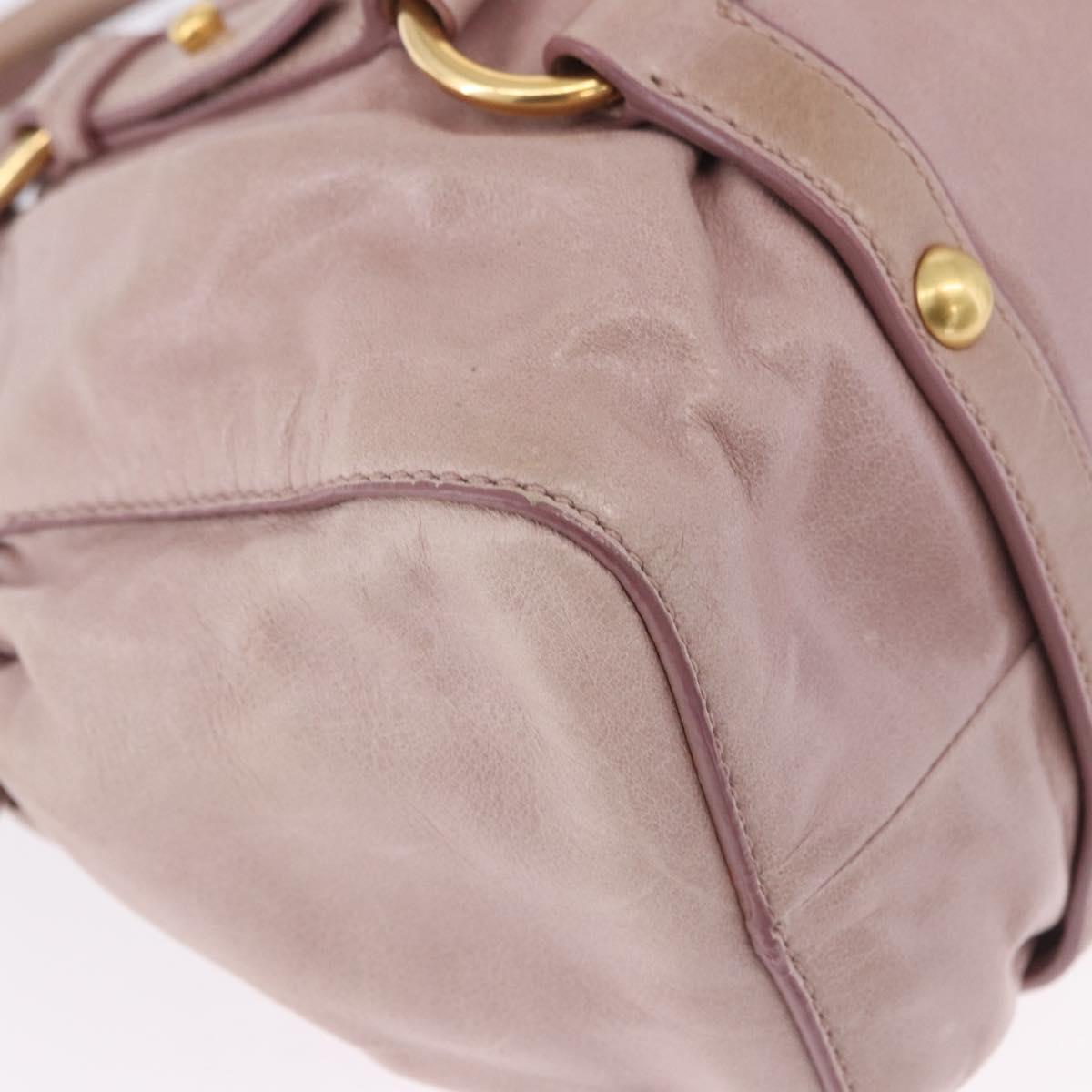 Miu Miu Hand Bag Leather 2way Beige Gold Auth 196835V