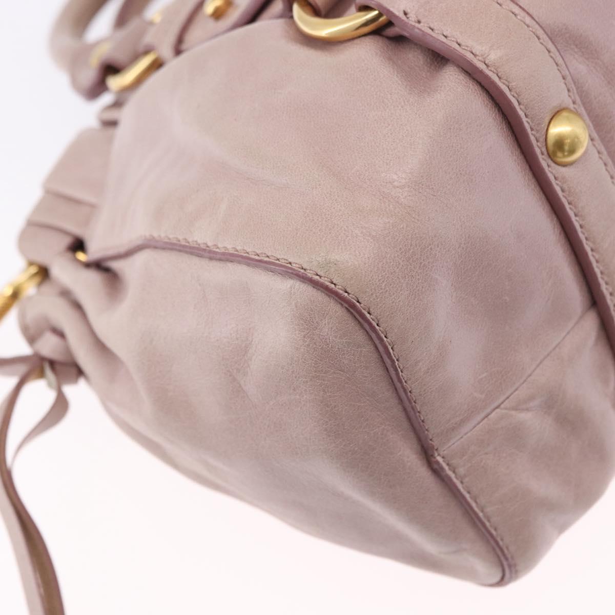 Miu Miu Hand Bag Leather 2way Beige Gold Auth 196835V