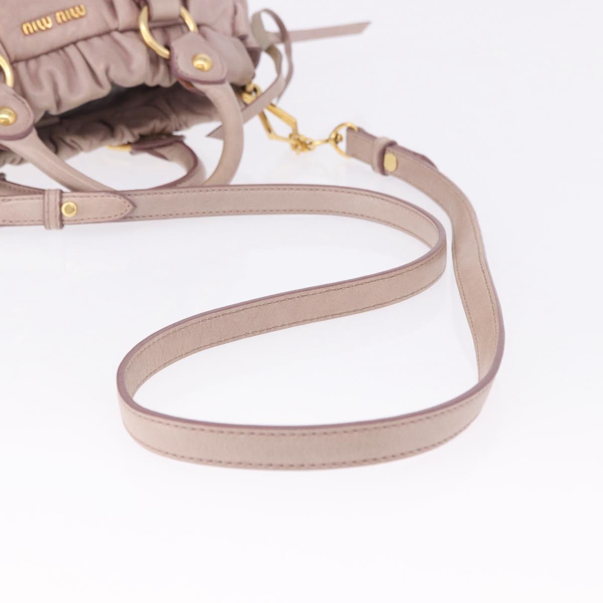 Miu Miu Hand Bag Leather 2way Beige Gold Auth 196835V