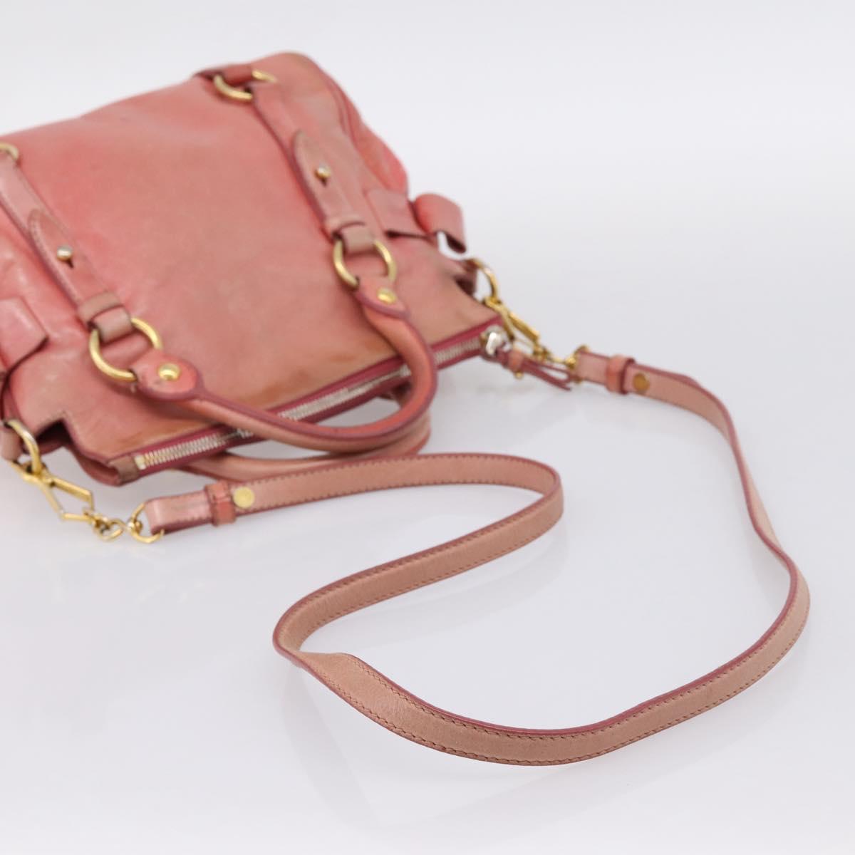 Miu Miu Hand Bag Leather 2way Pink Gold Auth 196837V