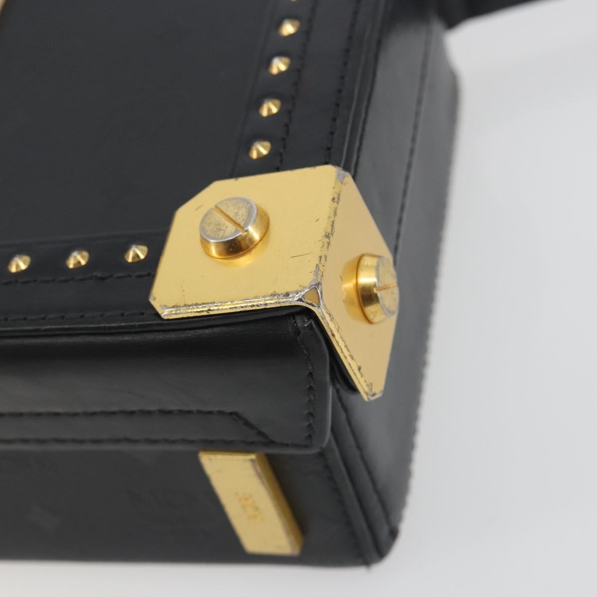 MCM Vicetos Logogram Mini Trunk PVC Leather 2way Black Gold Auth 196839A
