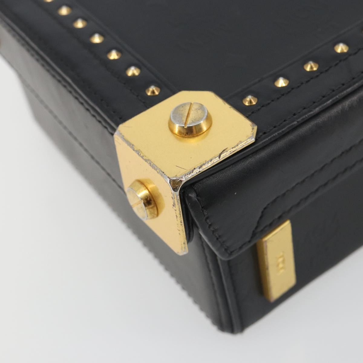 MCM Vicetos Logogram Mini Trunk PVC Leather 2way Black Gold Auth 196839A