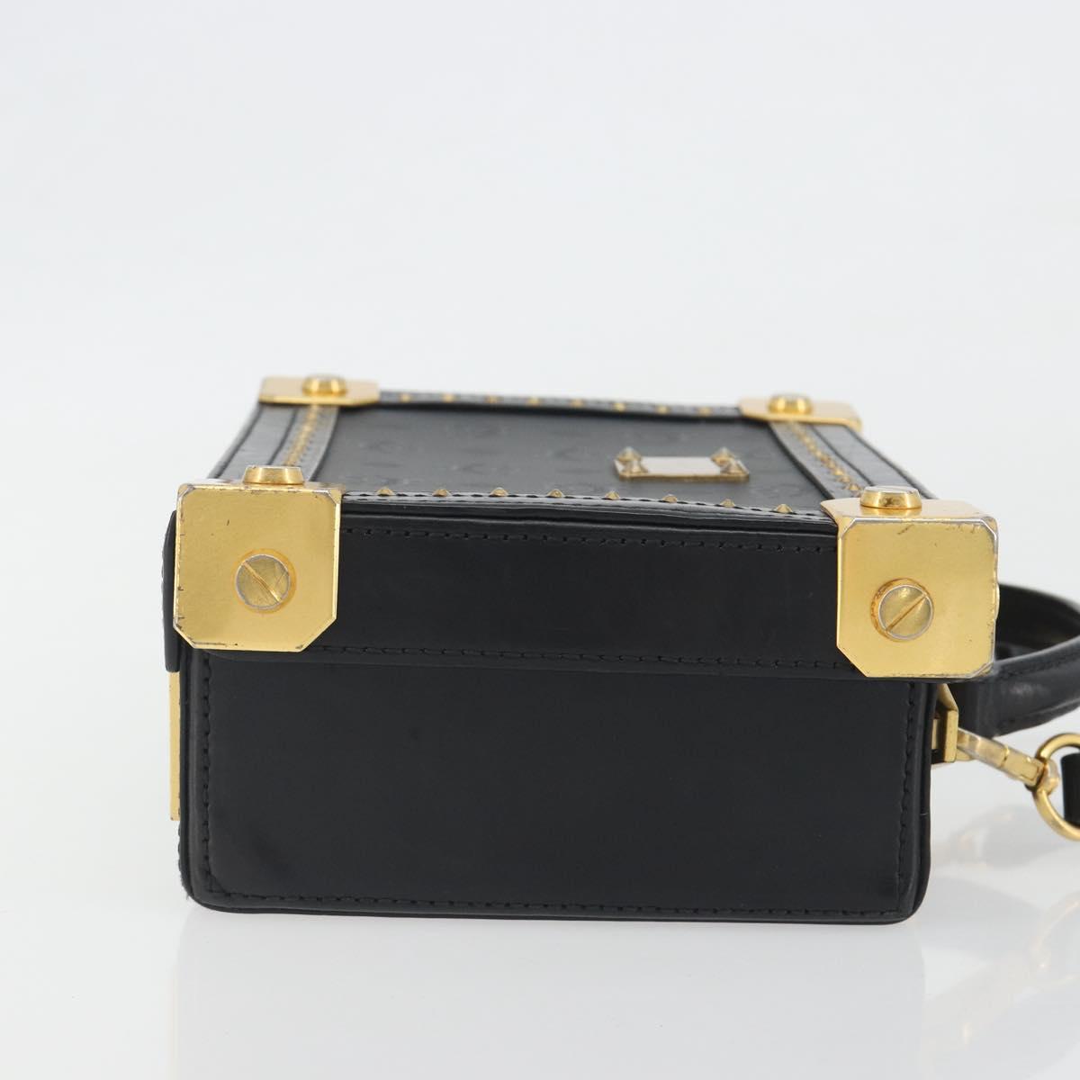 MCM Vicetos Logogram Mini Trunk PVC Leather 2way Black Gold Auth 196839A