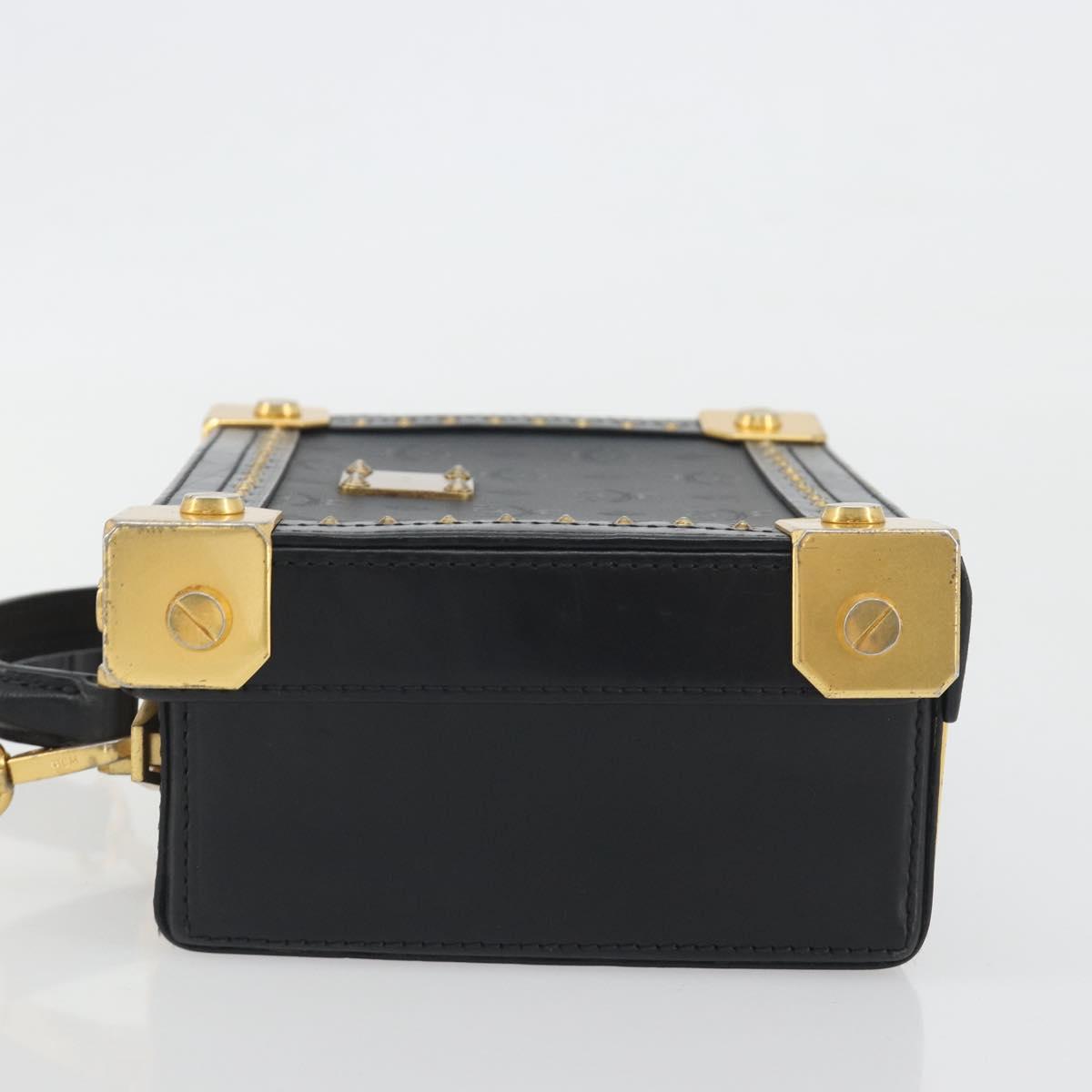 MCM Vicetos Logogram Mini Trunk PVC Leather 2way Black Gold Auth 196839A