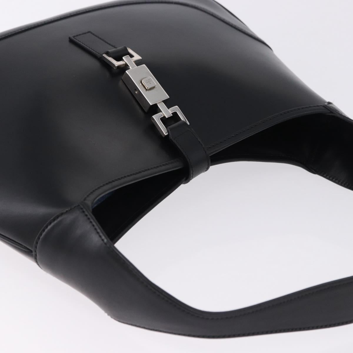 GUCCI Jackie Shoulder Bag Leather Black Silver 001 3306 2684 Auth 196840V