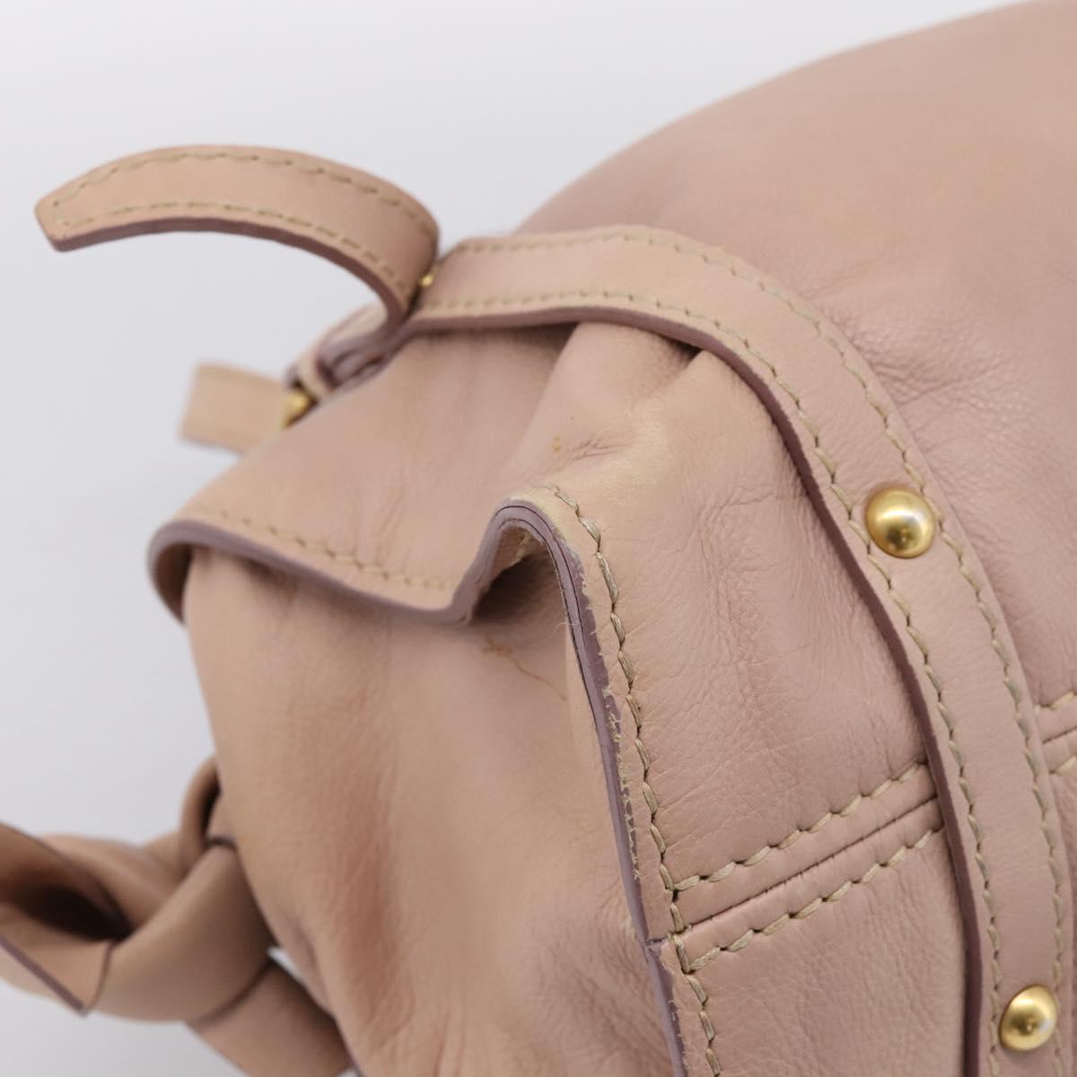 Miu Miu Tote Bag Leather Beige Gold Auth 196841V