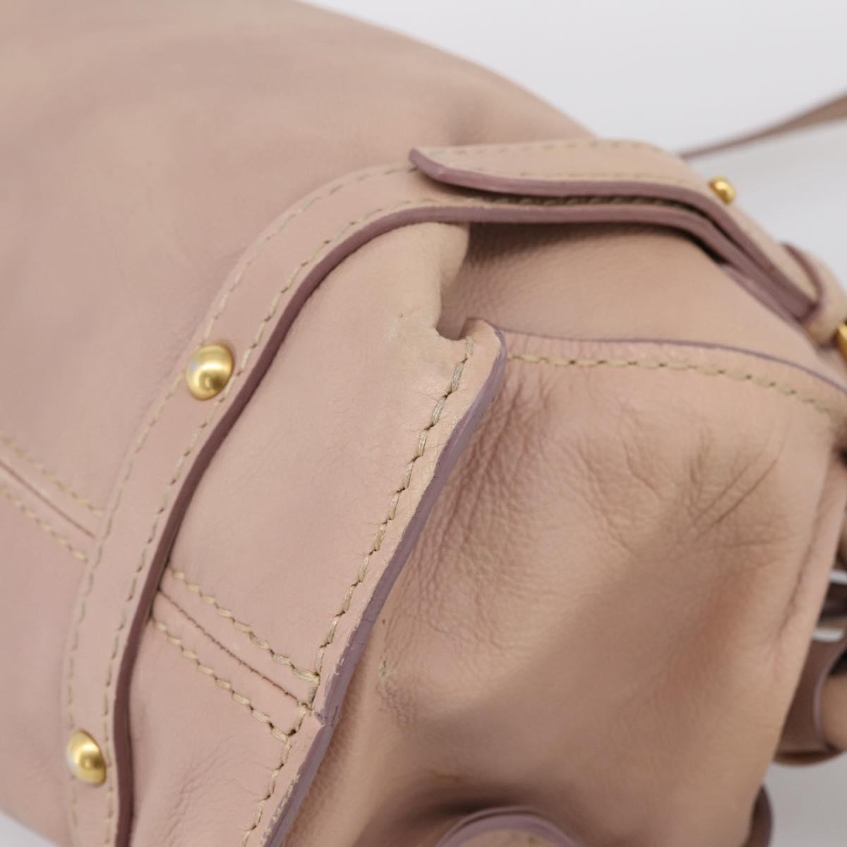 Miu Miu Tote Bag Leather Beige Gold Auth 196841V