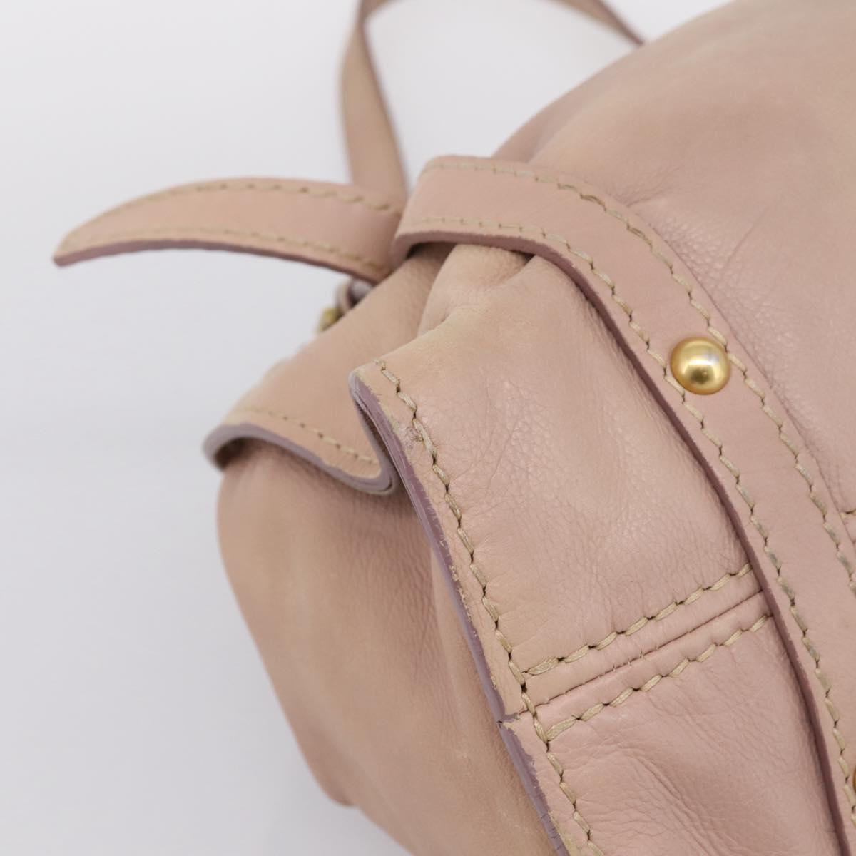 Miu Miu Tote Bag Leather Beige Gold Auth 196841V