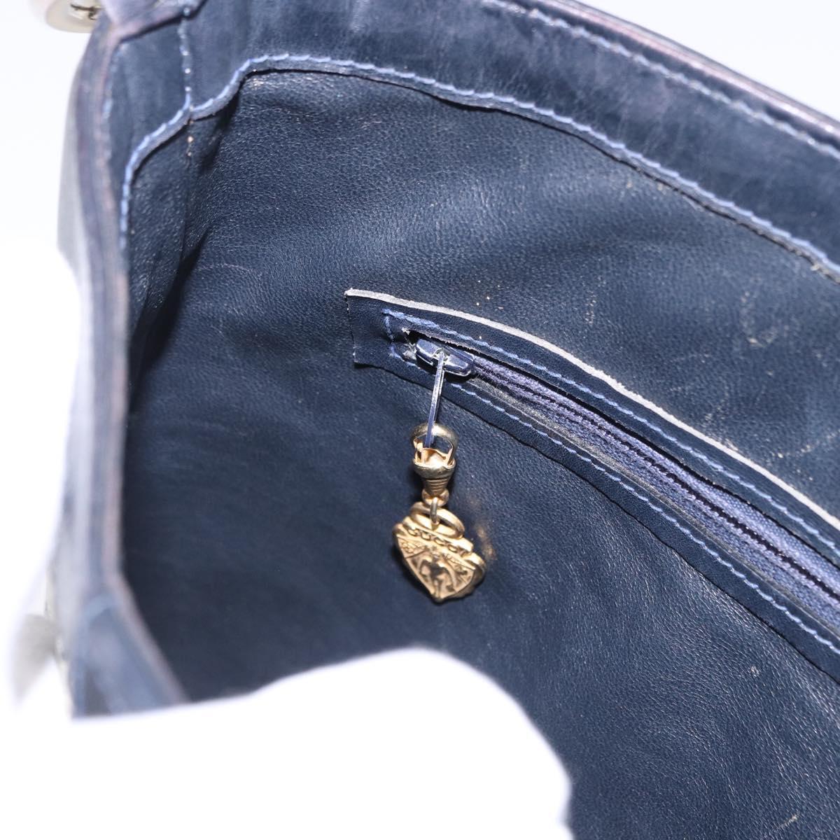 GUCCI GG Supreme Shoulder Bag PVC Navy Gold Auth 196843