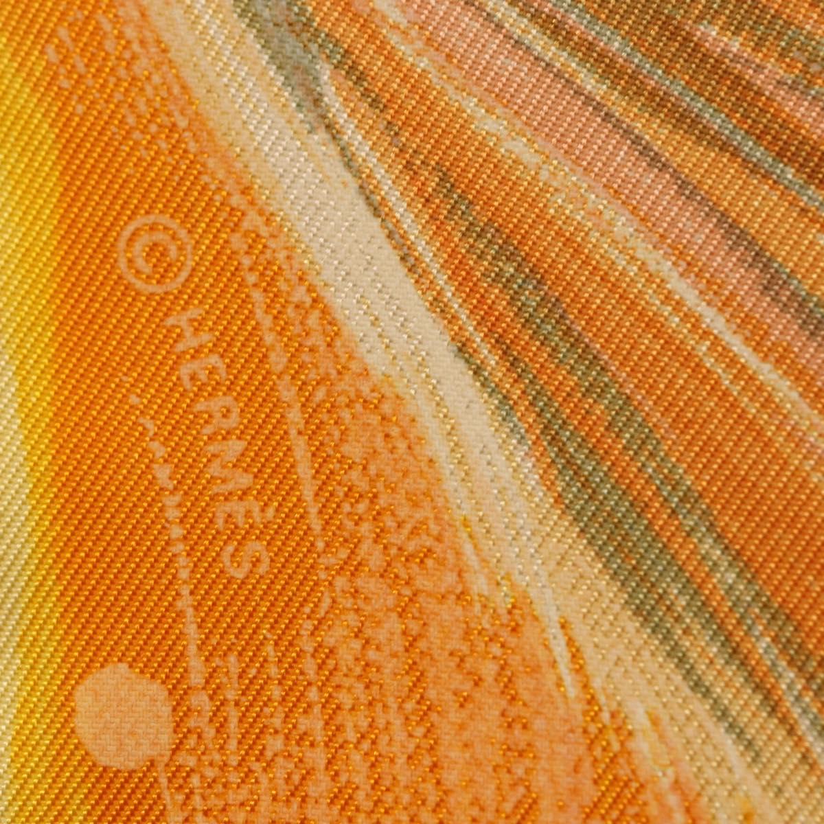 HERMES Carre 90 Scarf ""FEUX DU CIEL"" Silk Yellow Auth 196844M