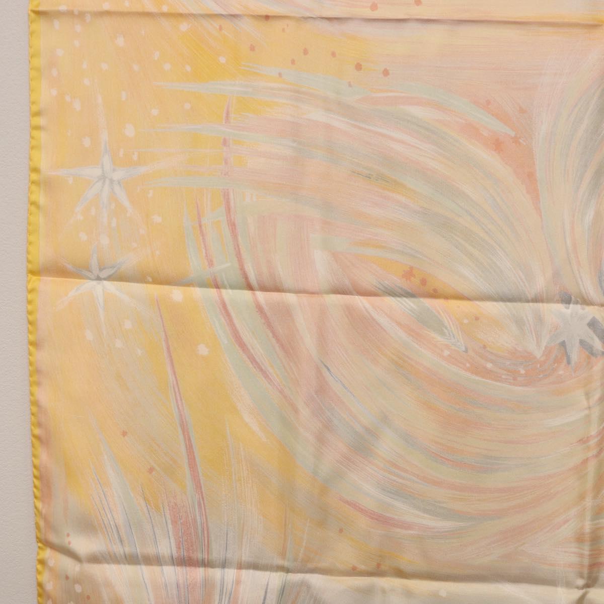 HERMES Carre 90 Scarf ""FEUX DU CIEL"" Silk Yellow Auth 196844M