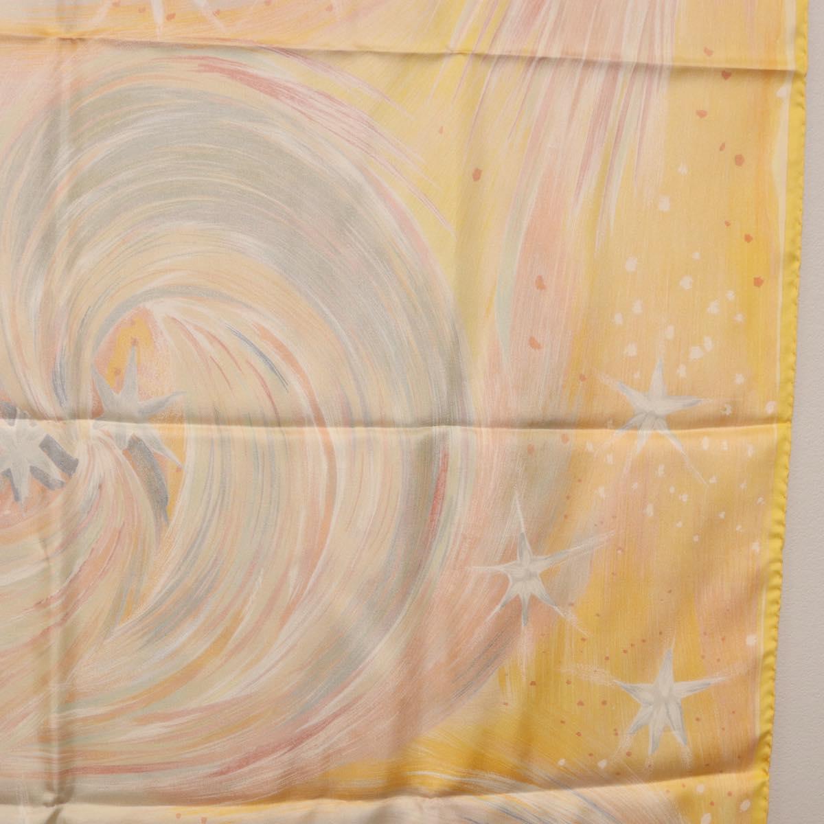 HERMES Carre 90 Scarf ""FEUX DU CIEL"" Silk Yellow Auth 196844M