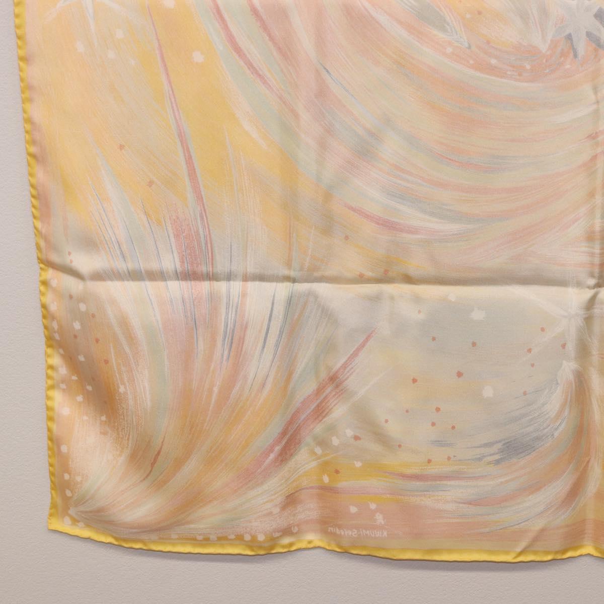 HERMES Carre 90 Scarf ""FEUX DU CIEL"" Silk Yellow Auth 196844M