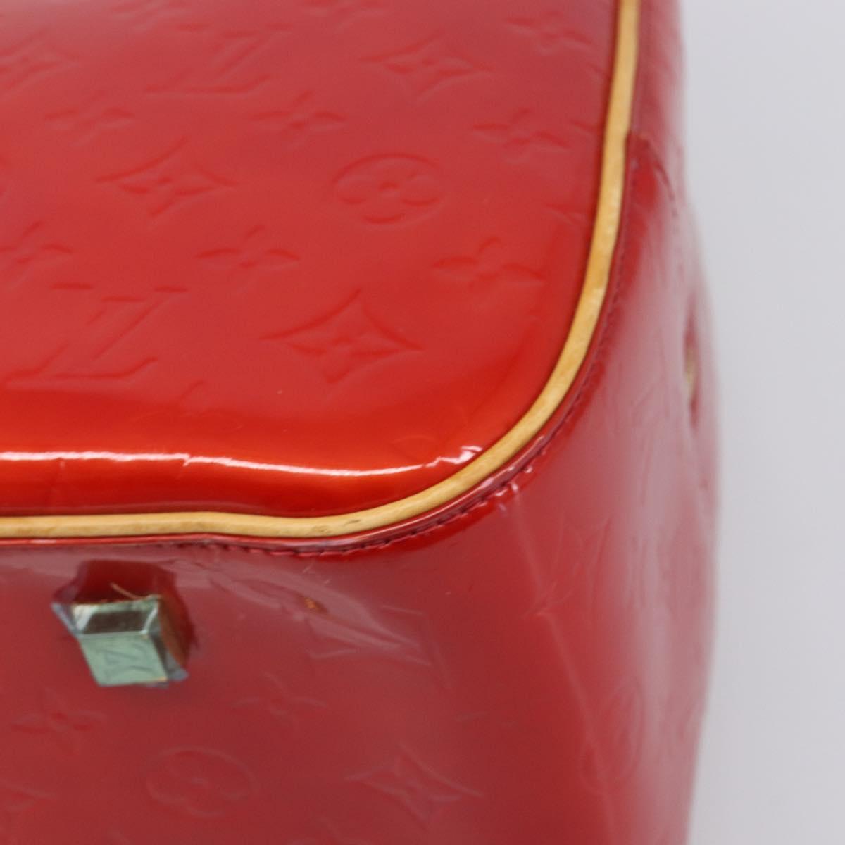 LOUIS VUITTON Monogram Vernis Sutton Hand Bag Red Rouge M91080 LV Auth 196857